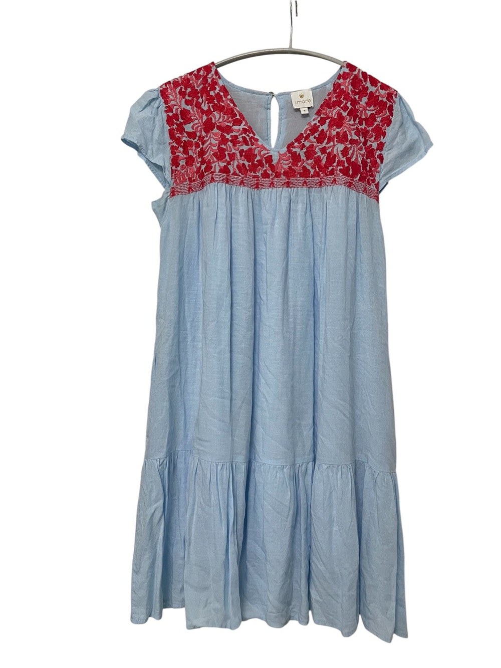 J. Marie Blue Embroidered Hannah Tunic Dress
